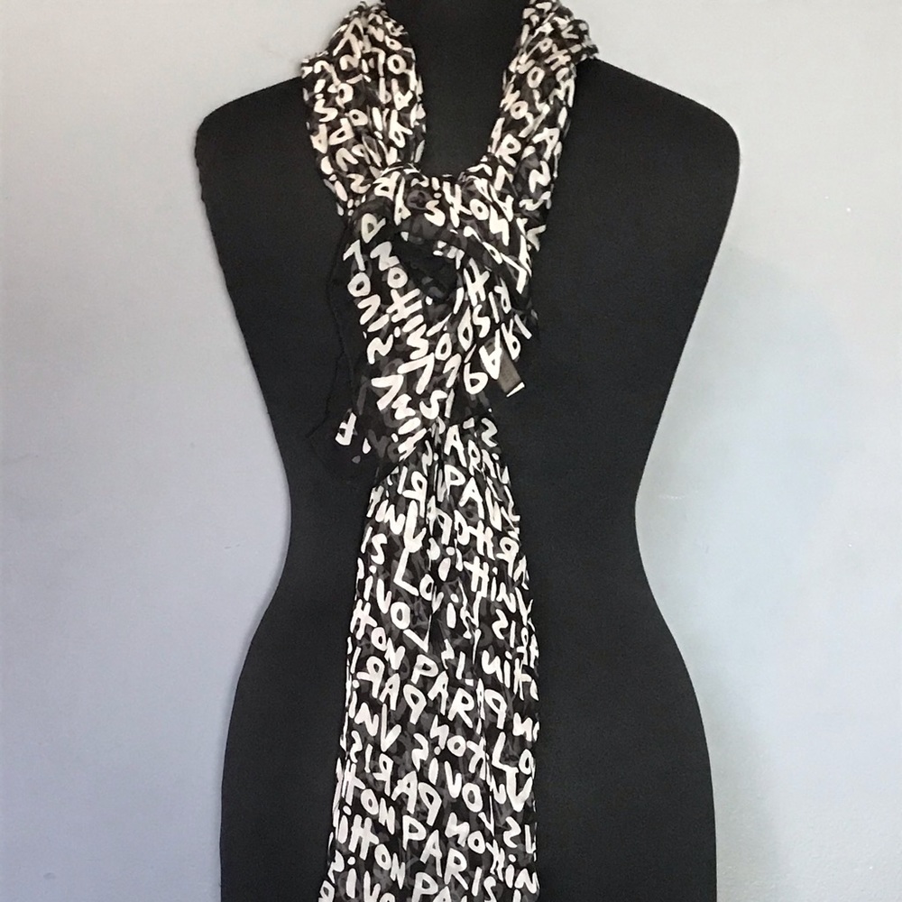 Louis Vuitton Paris Graffiti silk scarf